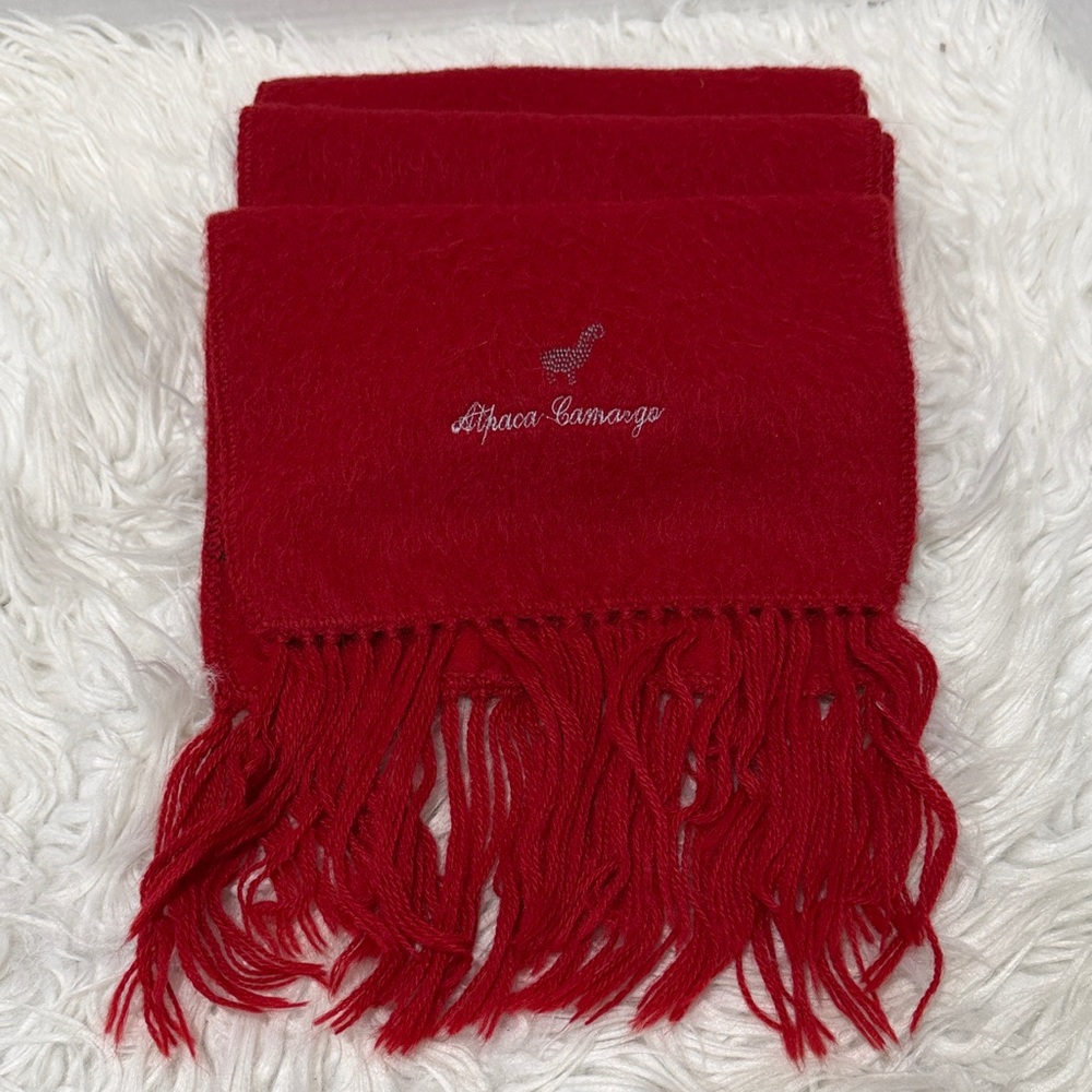 Alpaca Camargo Luxurious Red Fringed Scarf